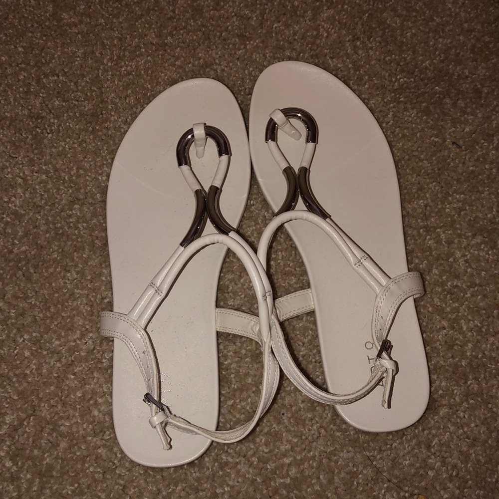white with silver accents sandles